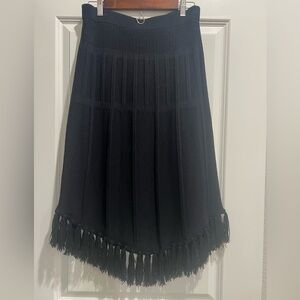 Chic Black Fringe A-Line Skirt